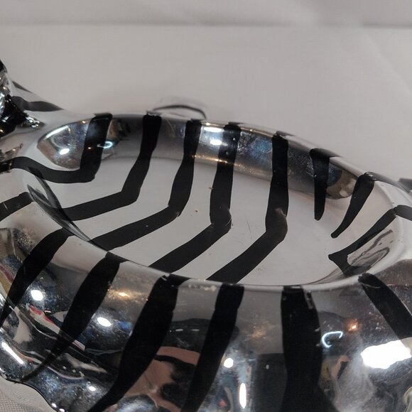 Fitz and Floyd Silver Zebra Soap Trinket Dish Faux Glaze MATCH BOOKENDS Vintage - Picture 6 of 16